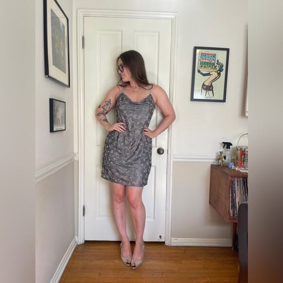 Vintage Dresses & Skirts - 90s/ Y2K Silver Mini Dress